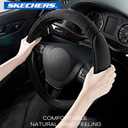 Skechers Steering Wheel Cover, Memory Foam Car Steering Wheel Cover,14.5-15inch Anti-Slip Safety Comfortable Desgin, Universal Accessory for Diverse Cars, Truck,SUV (Black & Black)
