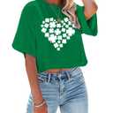 St Patricks Day Shirt Women Luck Shamrock Shirts Cute Saint Patricks Day Crop Top Irish Raglan Shirt (Green, M)
