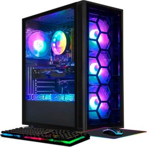 STGAubron Gaming PC Desktop, Radeon RX 580 16G GDDR5, AMD Ryzen 5 PRO 2400G up to 3.9G, 16G DDR4, 512G SSD, 600M WiFi, BT 5.0, RGB Fan x6, RGB Mouse Pad, Windows 10 Home