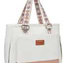 Lunch Bag Lunch Box Women - Leakproof Insulated Lunch Cooler Bag for Women - Large Lunch Tote Bags Adults, White (08-Brownish White)