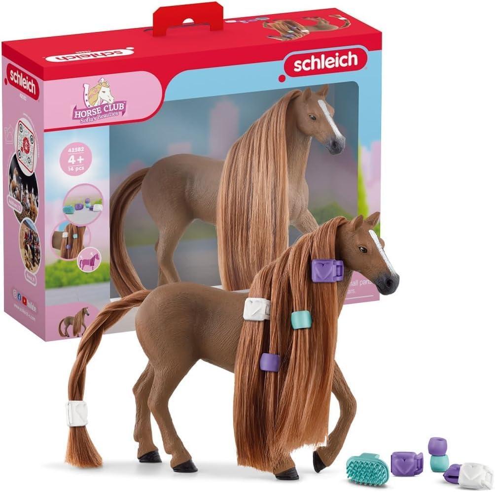 Schleich Horse Club Sofia's Beauties English Thoroughbred Mare Toy Horse Set for Girls and Boys with Brushable Hair and Accessories, 14 Pieces, Ages 4+