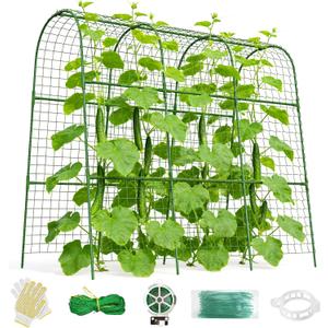 Cucumber Trellis for Raised Bed 48" L x 48" H U-Shape Garden Trellis for Climbing Plants Outdoor, Metal Arch Trellis for Vegetables, Plant Support for Tomato Pea Zucchini Grape Flowers, 120" Lx120" H