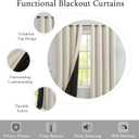 Urban Lotus Ivory Full Blackout Curtains for Living Room Thermal Insulated Room Darkening Curtains for Bedroom 84 Inches Length Window Treatment Drapes for Hotel Office Grommet Top 52" w 2 Panels