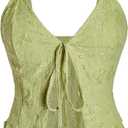 BEAUDRM Women's Going Out Tops Y2K Tie Front Asymmetrical Ruffle Hem Crop Tops Boho Cowgirl Outfits Green Small 