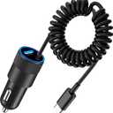 [Apple MFi Certified] iPhone 17 Charger Fast Car Charging, BAOYUANDA 72W PD Power Rapid Car Charger Built-in 6FT Coiled Type-C Cable Quick Car Charge for iPhone 17/Air/16/15 Pro Max,iPad Pro/Air/Mini