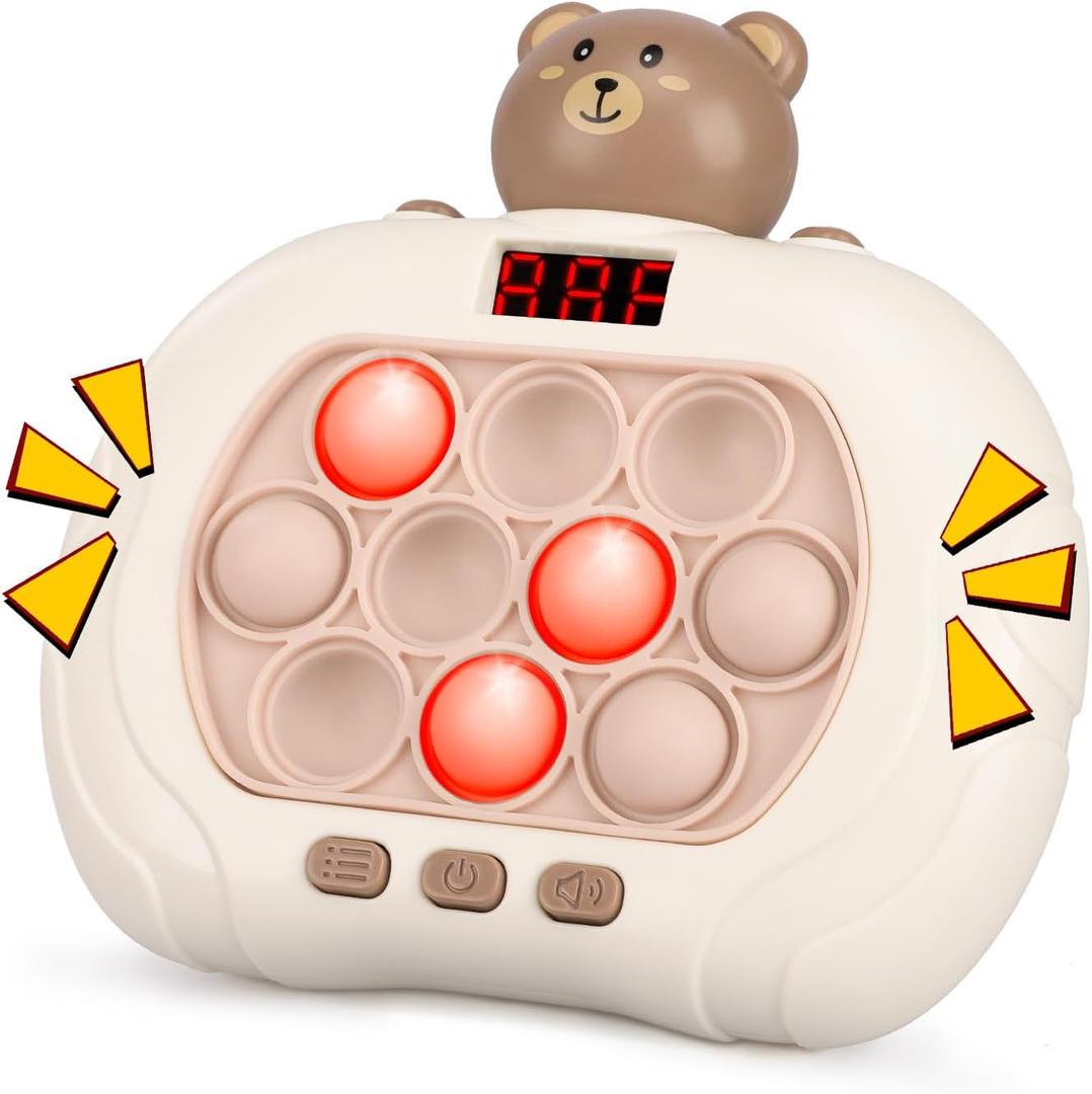 GAPER GO Pop Game Light Up Fidget Toy for Kids 5-7 8-12, Handheld Puzzle Game Sensory Toys with LED Screen, Christmas Toys Gifts for 3-12 Year Old Boys Girls (Bear)