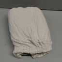 PrinceDeco Stretch Ottoman Cover Slipcovers Rectangle for Living Room Foot Stool Covers to Fit Ottoman Foot Rest, Thick Checked Jacquard Fabric with Elastic Bottom (Oversized Ottoman, Ivory) (X-Large)