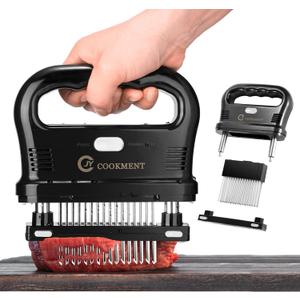 JY COOKMENT Meat Tenderizer Tool with 48 Stainless Steel Ultra Sharp Needle Blades, Detachable Kitchen Cooking Tool Best For Tenderizing, BBQ, Marinade (Large)