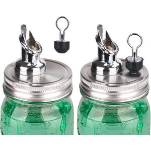 Free Flow Spout for Mason Jar,for spout regular mouth size Mason Jar 70mm lid, 2 Pack (Zinc alloy) jars not included