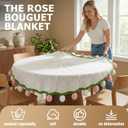 Flower Bouquet Blanket, Handmade Crochet Flower Bouquet, Soft Knitted Throw Blanket, Gift for Her Girlfriend Mom Mother's Day Valentine Wedding Anniversary Christmas Birthday, Rose Pink, 40 in