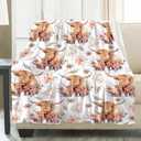Highland Cow Blanket Gifts Super Soft Lightweight Flannel Cow Print Blankets Throw for Kids, Adult, Suitable for Couch, Sofa, Bed, Camping, Travel All Seasons 40"x50" for Kid