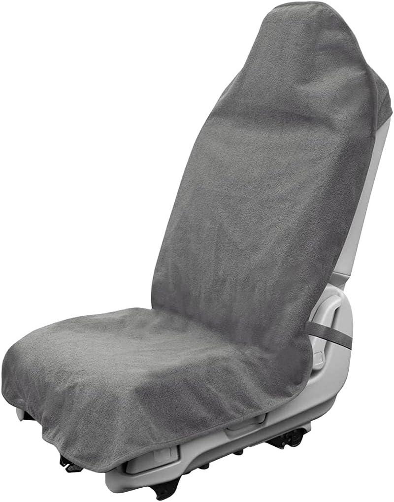 Waterproof Car Towel Seat Cover, Sweating Non-Slip Premium Towel Carseat Cover Protector, Universal Soft Machine Washable Car Truck SUV Front Seat Cover for Gym Workout Beach Hiking (Gray)