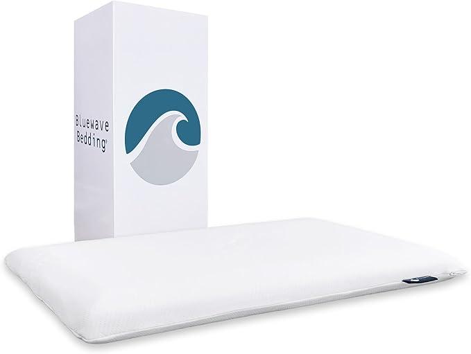 Bluewave Bedding Extra Slim Gel Memory Foam Pillow for Stomach and Back Sleepers  Thin, Flat, and Low Profile Design for Deeper Sleep (1.75Inches Height, Standard Size)