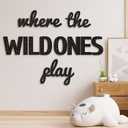 Beeveer Where the Wild Ones Play Nursery Sign Wooden Playroom Wall Decor Playroom Decoration Word Play Room Sign for Wall Plaques 11 Pcs(23 Inch,Black)