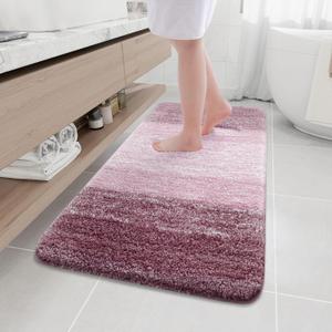 Arotive Microfiber Bathroom Rugs, Shaggy Soft and Absorbent Bath Rug, Non-Slip, Thick Plush Machine Washable Dry Bath Mats for Bathroom, Tub and Shower, 47x24, Mauve, Rectangular