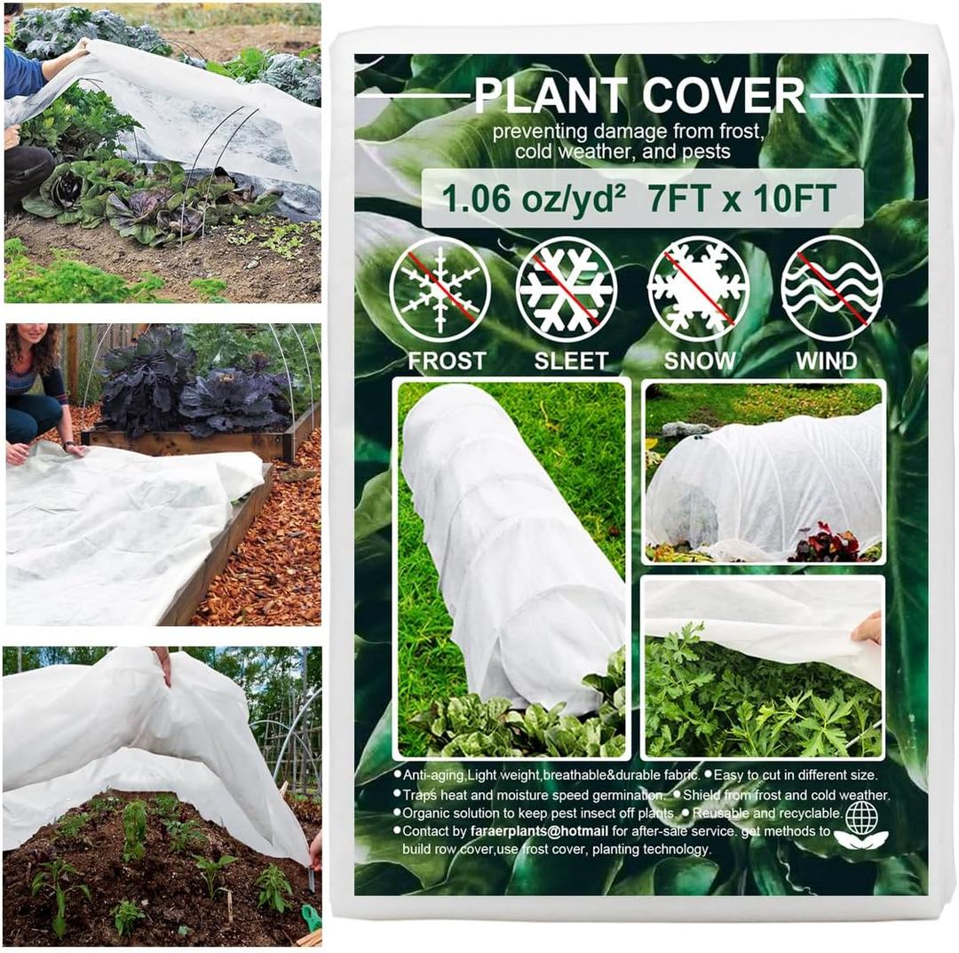 Plant Covers Freeze Protection, Antifrost Cover 7ft10ft Reusable Rectangle Frost Protection Floating Row Cover Plant Blanket Garden Winterize Cover for Cold Weather Snow (7ftx10ft)