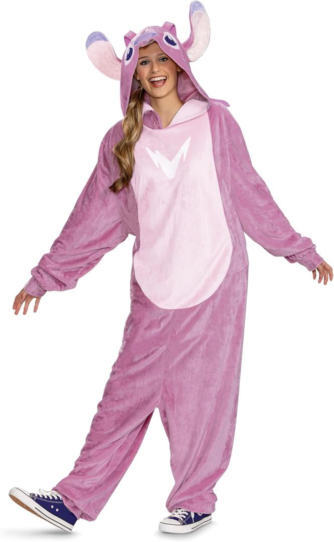 Disguise Adult Angel Adult Jumpsuit, Official Lilo and Stitch Character Costume With Hood