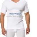 Comfneat Men's 3-Pack Undershirts Stretchy Cotton Spandex T-Shirts V-Neck Shirts for Men (White, XL)