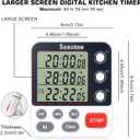 Digital Dual Kitchen Timmers 3 Channels Count UP/Down Timer Cooking Timers Large Display Triple Timmer Magnetic Stopwatch Timer-timers for Classroom Kid Adjustable Volume Loud Alarm(Battery Included)