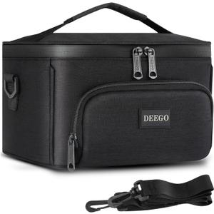 DEEGO Smell Proof Bag, Compact Smell Proof Container Stash Box Case Enduring Odorless Storage Bags with Detachable Shoulder Strap Removable Dividers for Men (Black)