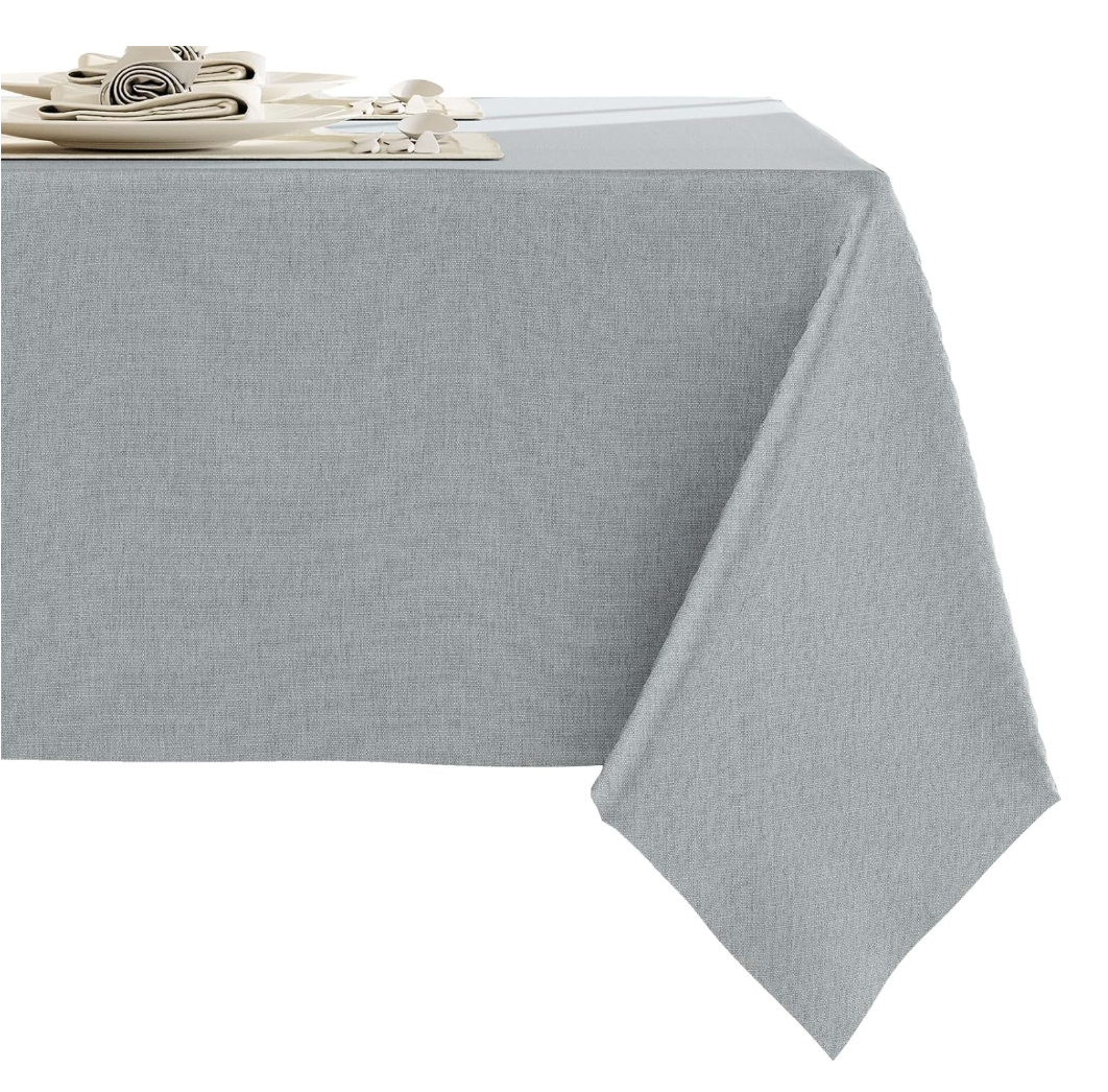 RUOYU Heavy Linen Blend Grey Tablecloths - 70" x 55" Premium Solid Tablecloth Stain Resistant Waterproof Table Cover for Dining Kitchen Banquets and Buffet Soft and Thick Fabric Wrinkle Free
