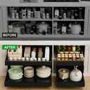 PAKETA 4 Pack Expandable Pull Out Cabinet Organizer, 21'' Deep Pull Out Drawers for Cabinets,Upgrade 3 Slide Rails Sliding Drawer for Kitchen Cabinet Organizer with Adhesive Nano Film (Black)