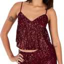 Forever 21 Women's Babydoll Top With Ao Sequins, Burgundy, Large