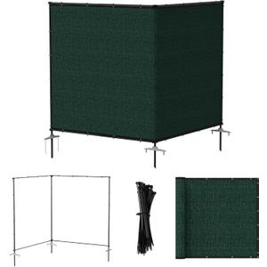 Bynbbur 5'x12' Outdoor Privacy Screen Freestanding with Iron Poles and Stakes, Temporary Dog Fencing, Backyard Divider, Metal Garden Fence for Pool Patio Barrier Border, Green