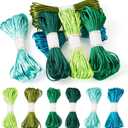 KISSITTY 3mm Craft Thread 131 Yards Green Blue Colorful Embroidery Floss Decorative Polyester Thread for DIY Macrame Jewelry Making Knitting Knotting Crafting Hair Decor