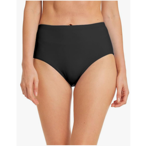 Micosuza Women's Swim Bottom High Waist Retro Basic Full Coverage Bikini Tankini Swimsuit Briefs, Size -Large,Black