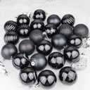 24ct Christmas Balls Ornaments, 2.36 Inch Christmas Tree Balls Ornaments, Decorative Baubles Decorations for Xmas Tree Decor Holiday Party, Black