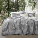 Bedsure Duvet Cover Queen Size - Reversible Floral Duvet Cover Set with Zipper Closure, 3 Pieces Grey Bedding Set with 8 Corner Ties and 2 Pillowcases 20"x26" (01 - Grey/White (No Comforter))