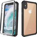 Full Cover Case for iPhone Xs Max,Built in Screen Protector,3 in 1 Dust/Dirty/Shock Proof Bumper Shell Transparent Case (Black)