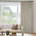 Oatmeal Beige Pleated Linen Blackout Curtains 90 Inches Long for Bedroom Living Room Pinch Pleat Black Out Thermal Insulated Neutral Ring Hooks Back Tab Room Darkening Drapes Curtains with Liner (40"W x 90"L (Pack of 2))