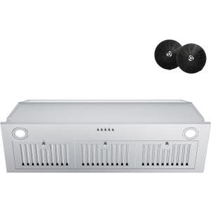 FIREGAS Range Hood Insert 36 inch, Built-in Kitchen Hood with 600 CFM, Ducted/Ductless Convertible Vent Hood, Stainless Steel Stove Hood Vent with Push Button, Baffle Filters and Charcoal Filters