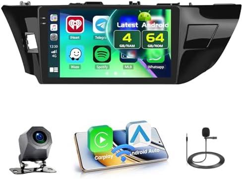 Fuluku 4+64GB Android 15 Car Stereo for Toyota Corolla 2014-2017 Wireless Carplay Android Auto, 10.1 Inch Incell Touch Screen Car Stereo with GPS, Backup Camera, Bluetooth, FM/RDS, EQ, WiFi, SWC