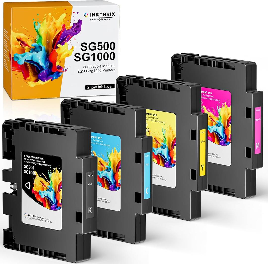 Version 3.09 SG500 Sublimation Ink Cartridges Compatible for Sawgrass SG500 SG1000 Printers, with Nano-Level Chips, Compatible with firmware Versions 3.09 and Below (BK/C/M/Y, 4-Pack)