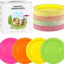 150 Pieces Neon Disposable Paper Plates 9 Inch Heavy Duty Dinner Plates, Solid Color, Table Decorations Party Supplies for Birthdays, Weddings, Daily Use