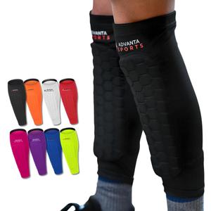 Soccer Shin Guards for Kids Youth - Protective Soccer Gear for Boys, Girls - Adults Men Women Compression Sleeve - Football, Boxing (Medium, Black)
