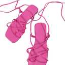 GORGLITTER Women's Summer Strappy Beach Sandals Dressy Leather Lace Up Thong Gladiator Cute Vacation Sandals Shoes 2026 (8, Hot Pink)