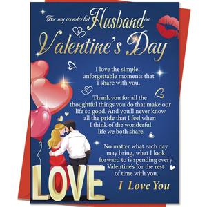 2 x Valentines Day Cards for Husband | Romantic Husband Valentines Day Gifts for Him from Wife (CD-345)