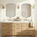 ANDY STAR 20"x30" Gold Vanity Mirror, Bathroom Mirrors for Wall, Antique Champagne Bronze Mirror in Rustproof Stainless Steel Thin Frame, Elegant Curved Scallop Design, Ideal for Home Remodel