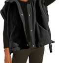 Sherpa Jacket for Women Casual Fleece Vest Oversized Sleeveless Outwear Warm Button Down Gilet with Pockets (Black, M)