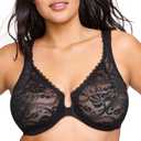 Glamorise Women's Plus Size Wonderwire Lace Front-Closure Underwire #9245 (38G, Black)