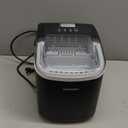 EUHOMY Countertop Ice Maker Machine with Handle, 26lbs in 24Hrs, 9 Ice Cubes Ready in 6 Mins, Auto-Cleaning Portable Ice Maker with Basket and Scoop, for Home/Kitchen/Camping/RV. (Black)