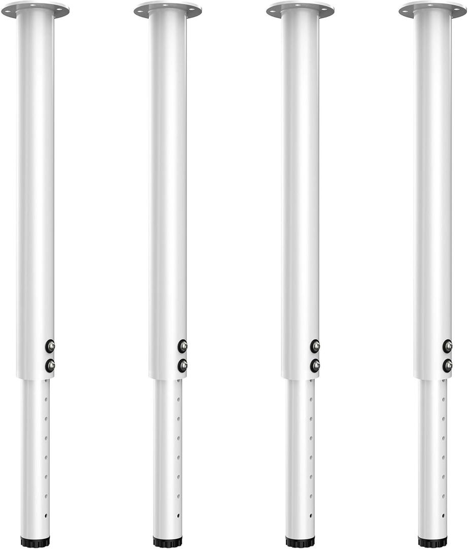 Adjustable Table Legs,Metal Adjustable Height Desk Legs,Adjustable Furniture Legs for Table Computer Desk Dining Table Office Desk(White) (4 pcs 22" -35.5")
