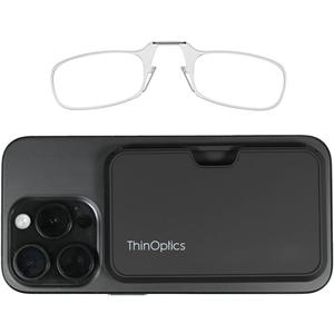 ThinOptics Readers with Magsafe Compatible Case - Armless On-Nose Reading Glasses - Slim Case Attaches to Phone