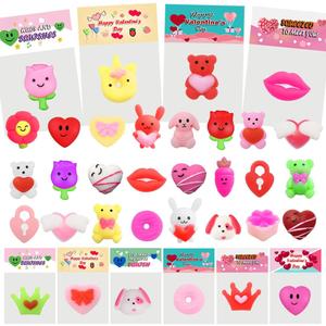 24 Pack Valentines Day Gifts Card with Mochi Squishy Toys Mini Cute Squeeze Toy Stress Reliever Anxiety Packs for Kids Girls Boys Valentine's Party Favor Valentines Day Cards Gift(Valentine's Day)