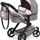 Bayer: Pram Xeo: Butterfly Grey & Pink - Matching Handbag, Adjustable Handle, for Dolls Up to 20", Ages 3+ | Dress Up