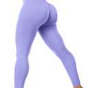 QOQ Womens High Waisted Seamless Workout Leggings Butt Lifting Gym Yoga Pants Booty Scrunch Vital Tummy Control Ruched Tights (X-Small, Taro Purple)